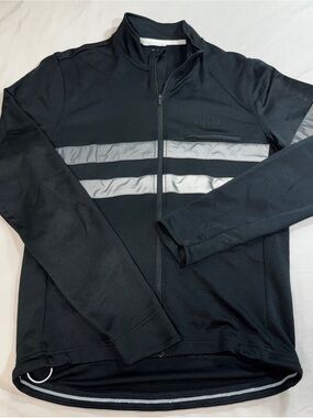Rapha Cycling Jersey Mens L Black Brevet Merino Wool Blend Jacket Reflective
